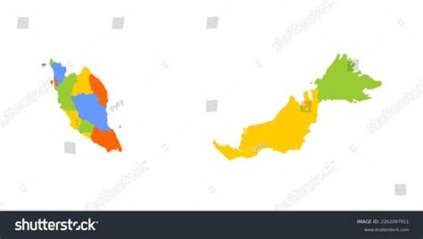 Malaysia Political Map Administrative Divisions States Stock Vector ...