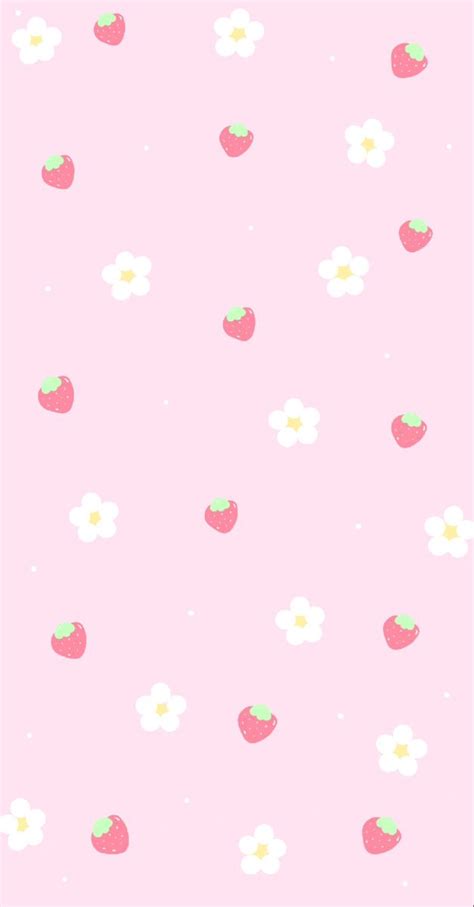 Cute daisy strawberry pink wallpaper | Pink wallpaper backgrounds, Pink ...