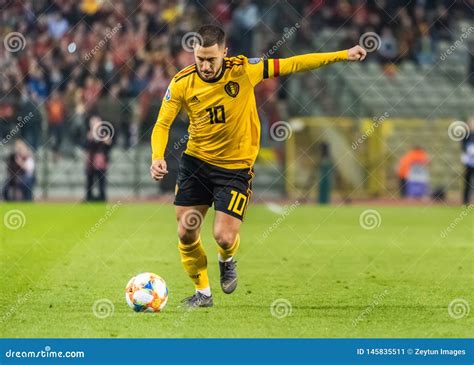 Belgium National Team Captain Eden Hazard Performing a Penalty Kick ...