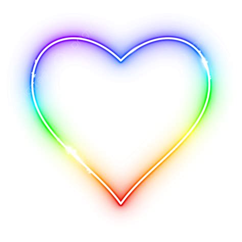 Neon Rainbow Heart Shape, Neon Heart, Heart, Love PNG and Vector with ...