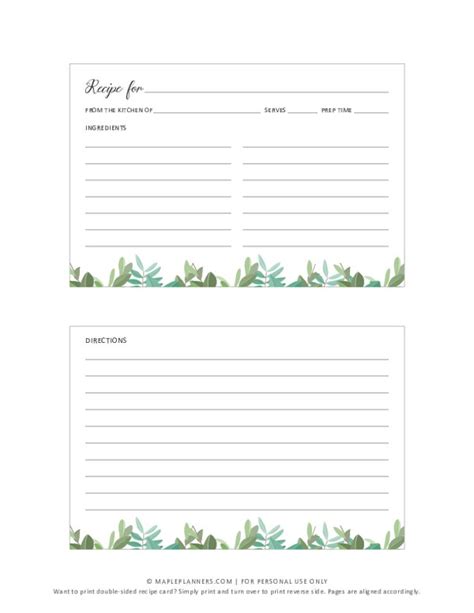 Free printable 4x6 recipe card template - bdametro