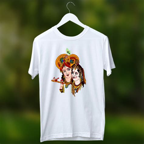 Radha Krishna Best Design White T Shirt For Men - Buy Spiritual Products