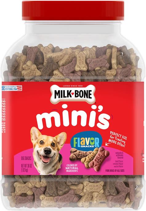 MILK-BONE Mini's Flavor Snacks Beef, Chicken & Bacon Flavored Biscuit ...