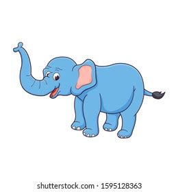 Cute Blue Elephant Cartoon Isolated Stock Vector (Royalty Free ...