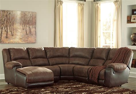 Signature Design by Ashley Nantahala Faux Leather Reclining Sectional ...