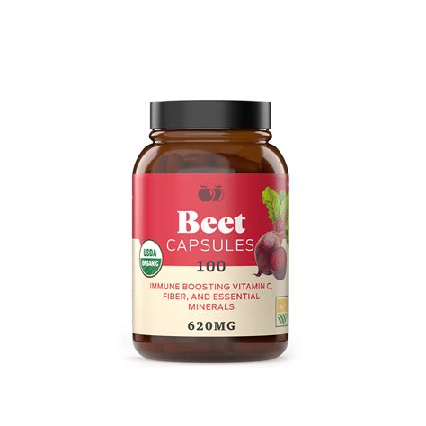 Organic Beet Capsules - 100 Capsules, 620mg, Boost Energy & Stamina ...