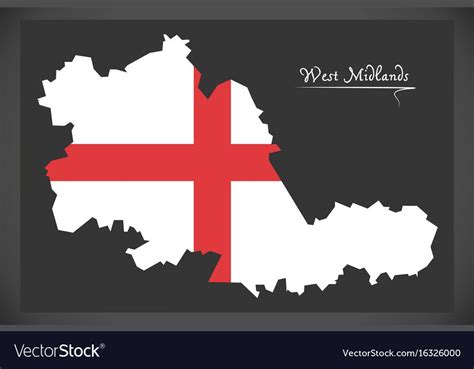 West Midlands county map England UK with English national flag ...