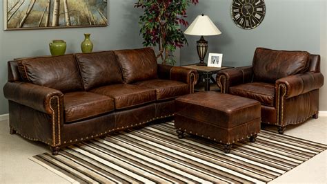 Rustic Leather Sectional Sofa