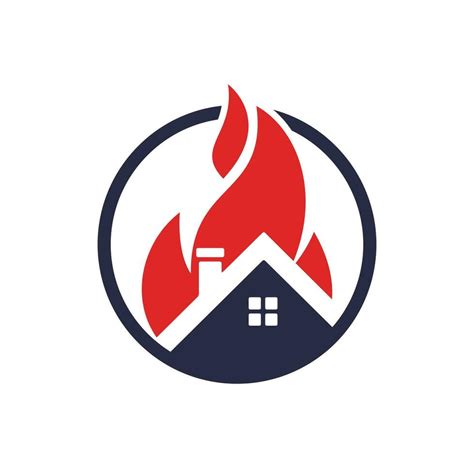 House fire vector logo design template. Preventing fire or fire alarm ...