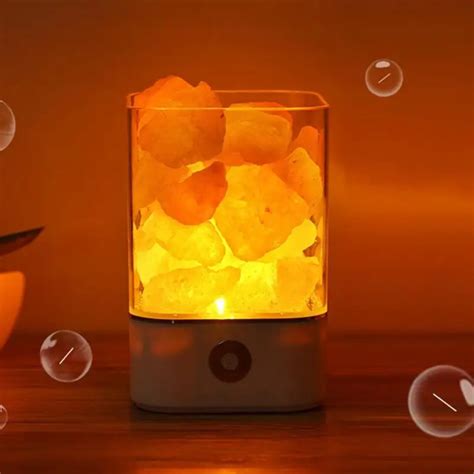 USB Crystal Salt Lamp LED Air Purifier Night Light 4 mode Himalayan ...