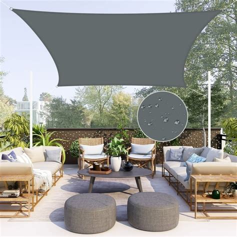 Sun Shade Sail Rectangle 6.5/10/12/13/16FT Waterproof Outdoor Garden ...