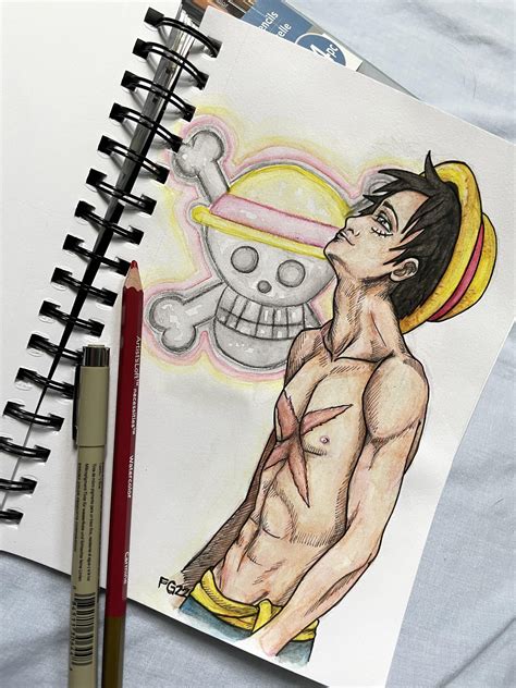 A drawing of Luffy I did in my style! : r/OnePiece