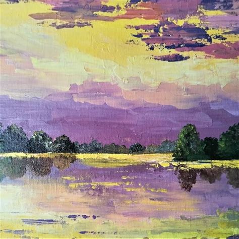 Acrylic Painting: Sunset Landscape Art Wall Decor - Inspire Uplift