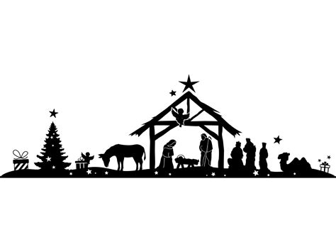 Christmas Silhouette Nativity Graphic by simpline · Creative Fabrica