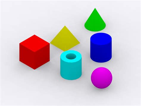 Basic Primitive 3D Shapes - Cube, Cylinder, Cone, Tube, Pyramid, and ...