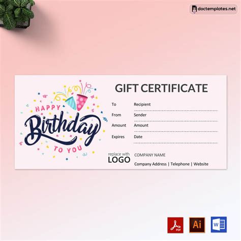 Birthday Gift Certificate Templates