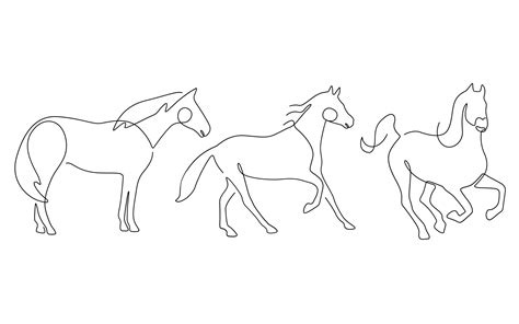 One Line art Drawing animal farm and horse Continuous Line Art Drawing ...