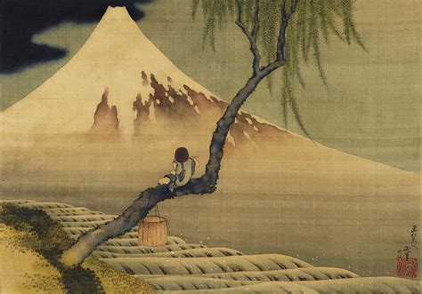 Boy Viewing Mount Fuji Painting by Katsushika Hokusai