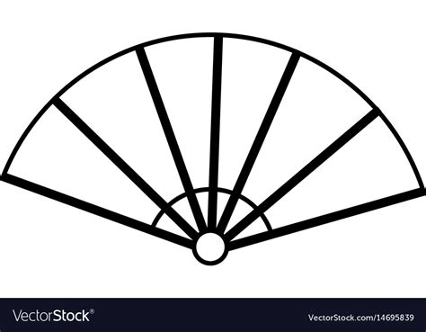 Japanese fan folding ornament traditional outline Vector Image