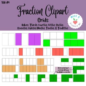 Fraction Clipart: Grids by Ms C Teaches Me | TPT