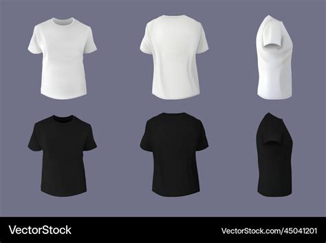 Black and white blank t-shirt mockup front back Vector Image