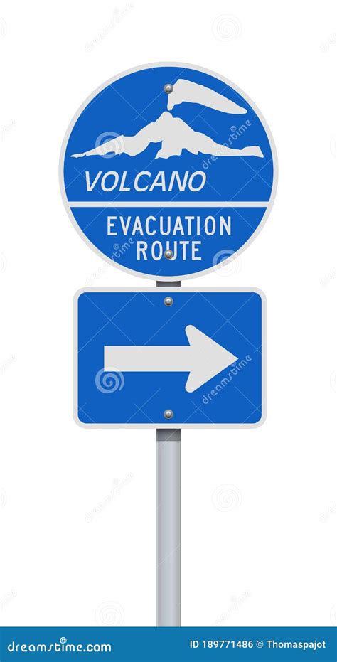 Volcano Evacuation Route Road Sign Vector Illustration | CartoonDealer ...