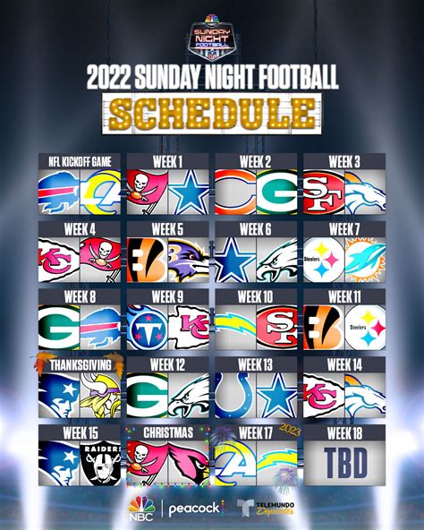 Nfl Sunday Night Football Schedule 2024 Printable - Barbra Charisse