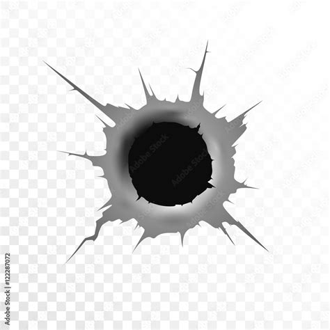 Bullet hole. Isolated on white transparent background. Vector ...