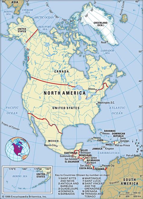 North America Map With Countries - Carolina Map