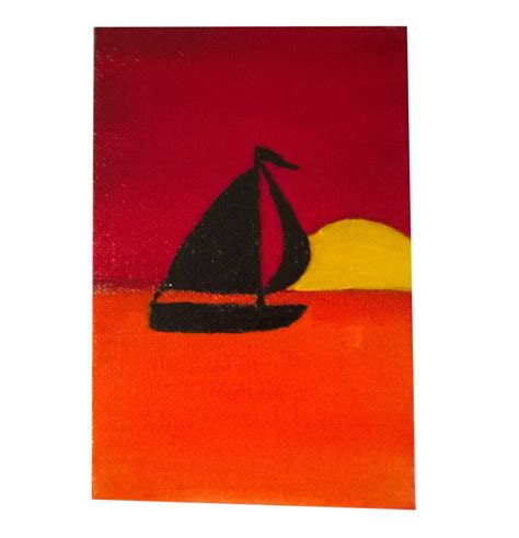 Original 4" x 6" Sailboat at Sunset Acrylic Painting