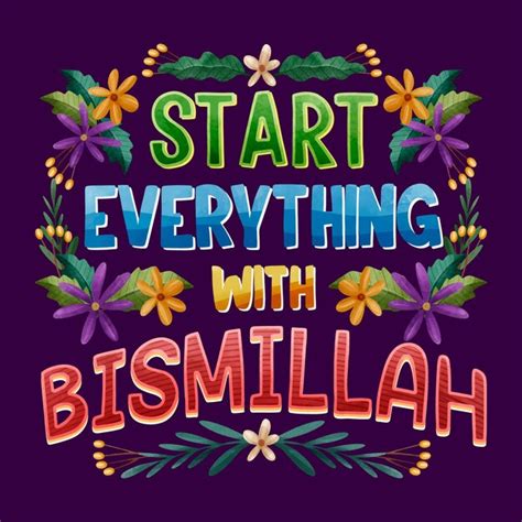 Free Vector | Bismillah quote lettering