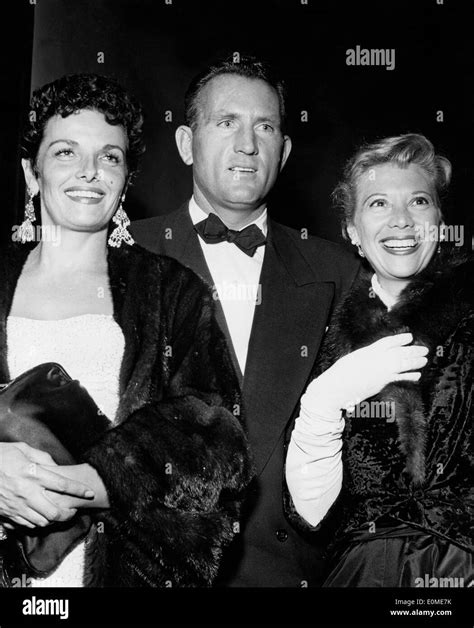 Actress Jane Russell with husband Bob Waterfield and Dinah Shore Stock ...