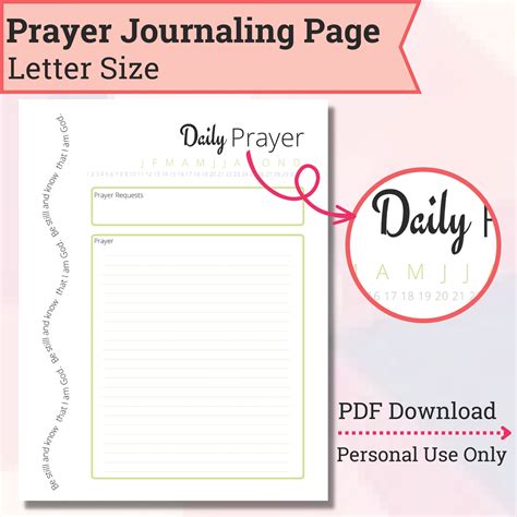 Daily Prayer Journal Page - Inspired Fun