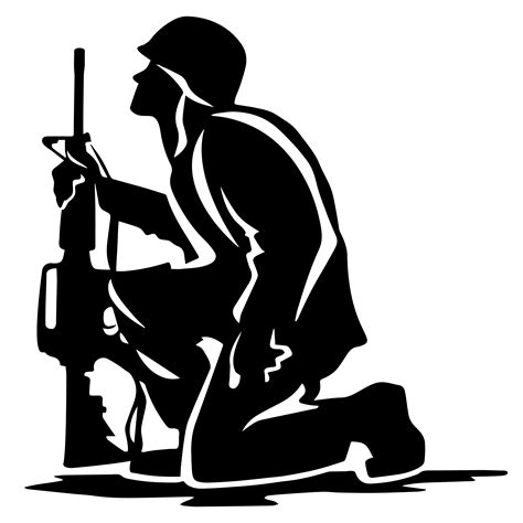 Military Soldier Kneeling Silhouette Vector Illustration 371742 Vector ...