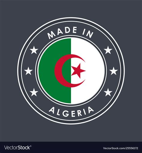 Flag algeria round label with country name Vector Image