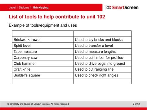 Bricklaying Tools