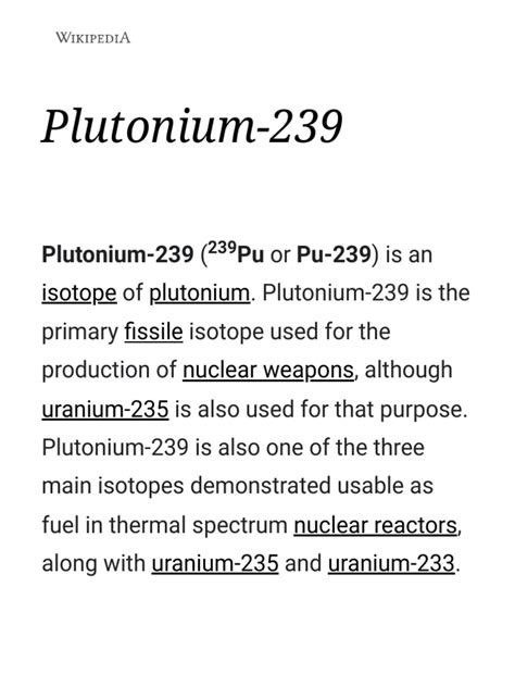 Plutonium 239 Wikipedia | PDF | Nuclear Fission | Nuclear Reactor