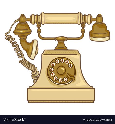 Cartoon beige old vintage telephone retro rotary Vector Image