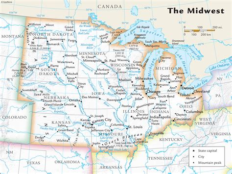 US Midwest Regional Wall Map by GeoNova - MapSales