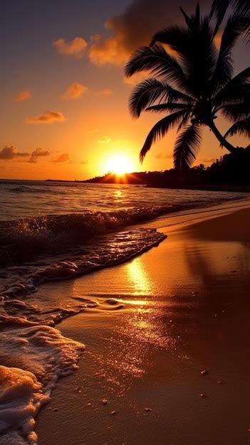 Sunset on the beach wallpapers and images | Premium AI-generated image