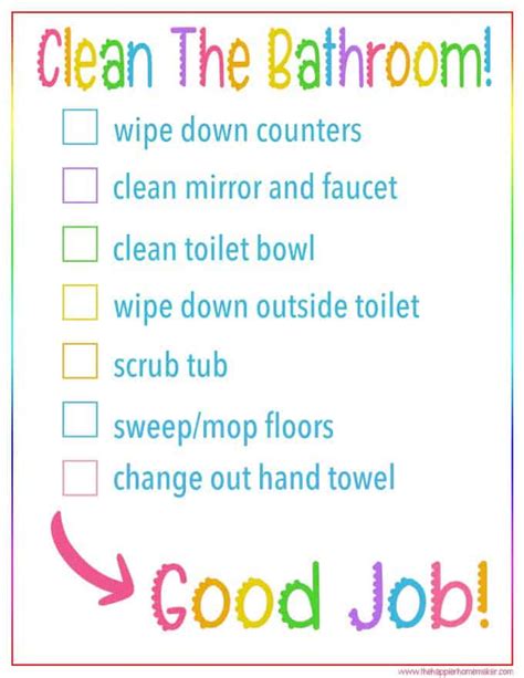 Printable Bathroom Cleaning Checklist