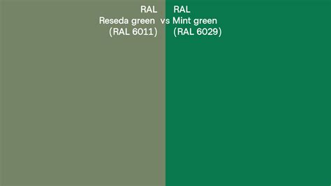 RAL Reseda green vs Mint green side by side comparison