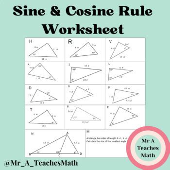 Sine and Cosine Rule Worksheets by Mr A Teaches Math | TPT