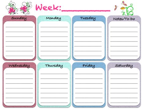 Free Printable: Weekly Calendars, Planners, Schedules ~ The Housewife ...