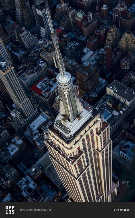 New York, NY, USA - April 10, 2016: Aerial view of Empire State ...