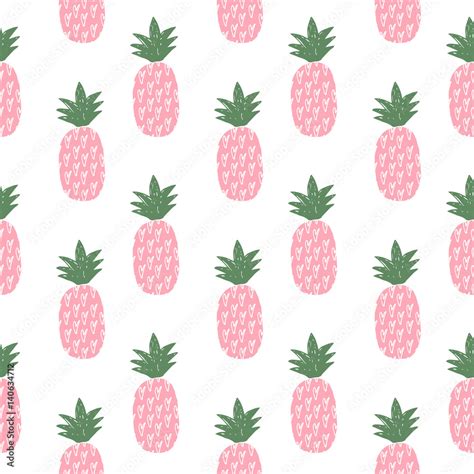 Pink pineapple pattern. Wallpaper design. Stock Vector | Adobe Stock