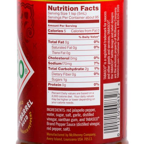 tabasco ingredients label