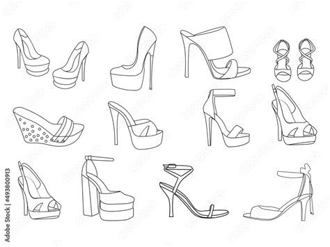 High heels vector. Red high heel women shoes vector. Silhouette drawing ...