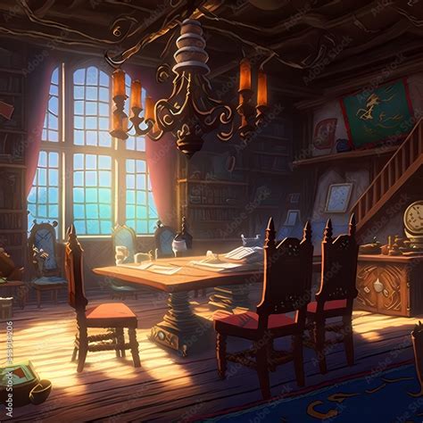 Captain’s Quarters in an Old Pirate Ship. [Digital Art. Storybook ...