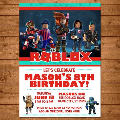 Roblox Birthday Invitation Roblox Invite Roblox Party | Etsy